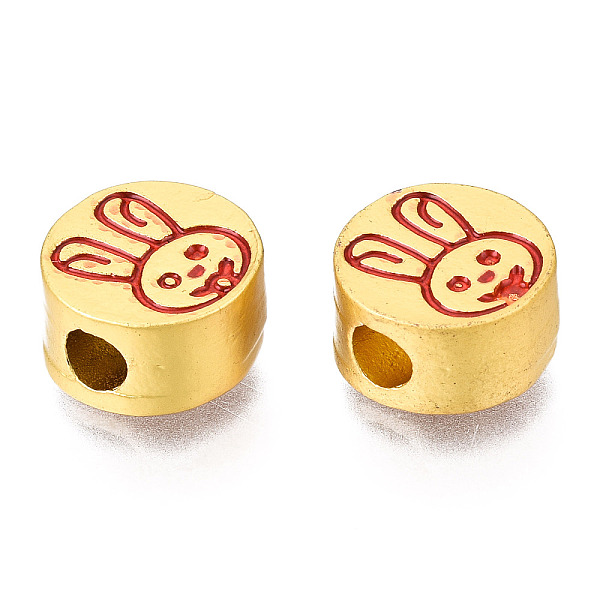 

PandaHall Alloy Enamel Beads, Matte Style, Cadmium Free & Lead Free, Flat Round with Rabbit, Red, 10x5.5mm, Hole: 3mm Alloy+Enamel Flat...
