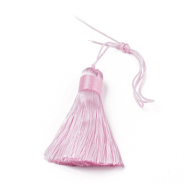 

PandaHall Polyester Tassel Big Pendants, Ice Silk Tassel, Misty Rose, 50~57x12mm Polyester Red