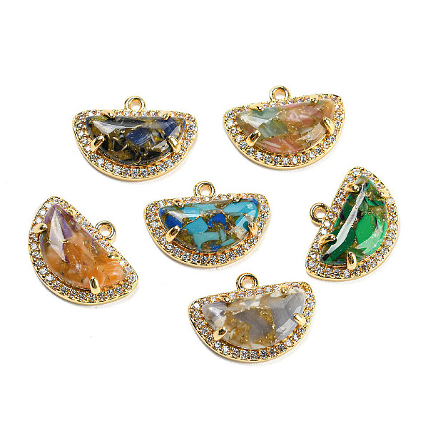 

PandaHall Glass Pendants, with Golden Brass Findings, Half Round Charms, Mixed Color, 12.5x17x4.5mm, Hole: 1.2mm Brass+Glass Half Round..., Multicolor