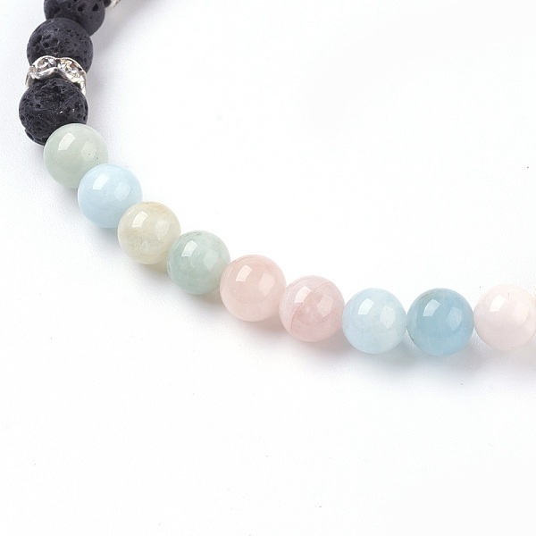 

PandaHall Natural Morganite Stretch Bracelets, with Dyed Natural Lava Rock(Dyed) Beads and Rhinestone Spacer Beads, 2-1/8 inch(5.5cm)..., Multicolor
