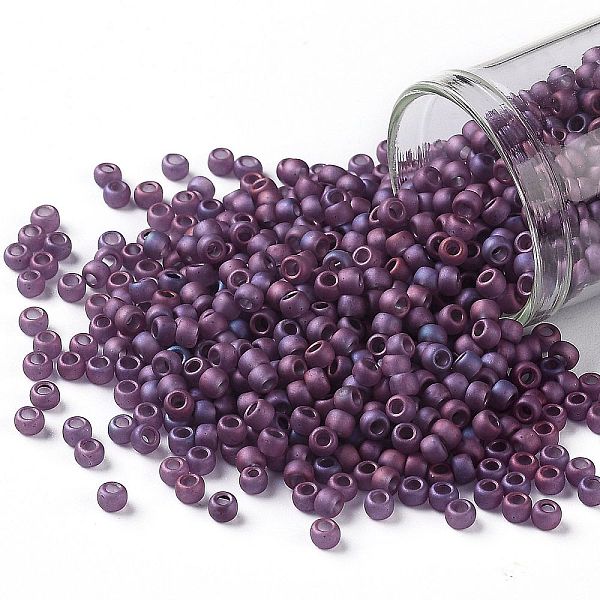 

PandaHall TOHO Round Seed Beads, Japanese Seed Beads, Matte, (625F) Raspberry Matte Luster, 8/0, 3mm, Hole: 1mm, about 222pcs/10g Glass..., Purple