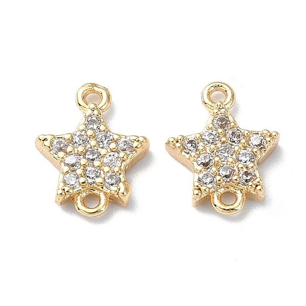 

PandaHall Brass Micro Pave Clear Cubic Zirconia Connector Charms, Star Links, Real 18K Gold Plated, 9.5x7x1.5mm, Hole: 0.8mm Brass+Cubic...