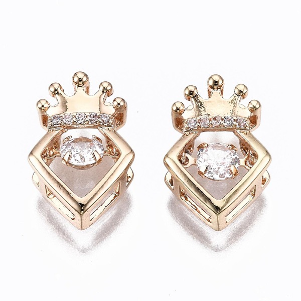 

PandaHall Brass Micro Pave Clear Cubic Zirconia Slide Charms, Crown with Diamond Shape, Light Gold, 15x9.5x5mm, Hole: 2.5x2~3.5x2mm...