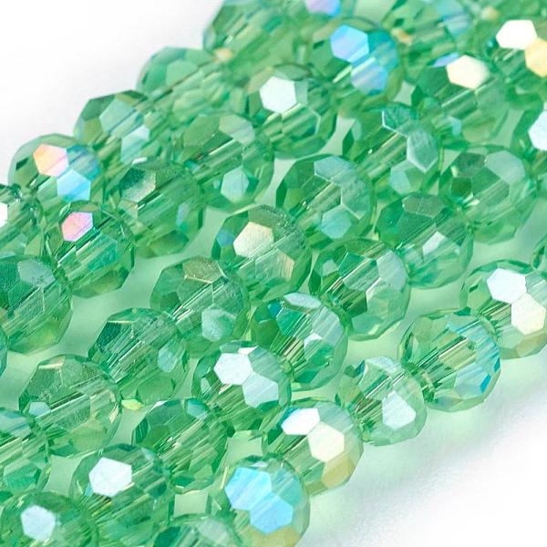 

PandaHall Electroplate Glass Beads Strands, AB Color Plated, Faceted(32 Facets) Round, Light Green, 3mm, Hole: 1mm, about 100pcs/strand...