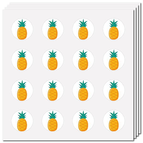 

PandaHall 8 Sheets Plastic Waterproof Self-Adhesive Picture Stickers, Round Dot Cartoon Decals for Kid's Art Craft, Pineapple, 150x150mm...