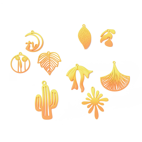 

PandaHall Spray Painted Alloy Charms, Flower & Leaf & Bowknot & Cactus & Moon, Orange, 21~44.5x15~33.5x1~2.5mm, Hole: 1.2~1.5mm, 18pcs/set...