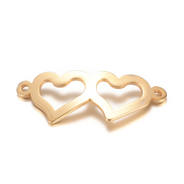 

PandaHall 201 Stainless Steel Links connectors, Heart to Heart, Golden, 31.5x12.5x1mm, Hole: 1.5mm 201 Stainless Steel Heart