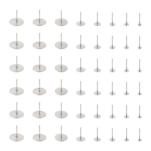 

PandaHall Craftdady 400Pcs 8 Size 304 Stainless Steel Stud Earring Findings, Earring Pads, Flat Round, Stainless Steel Color, 12x3~14mm, Pin...