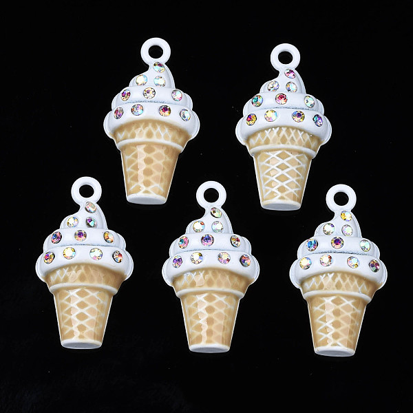 

PandaHall Rack Plating Alloy Enamel Pendants, with Crystal AB Rhinestone, Cadmium Free & Nickel Free & Lead Free, Ice Cream, Tan, 26x14x7mm..., Orange