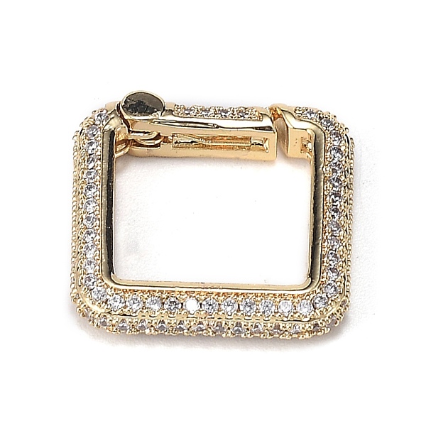 

PandaHall Brass Micro Pave Clear Cubic Zirconia Spring Gate Rings, Long-Lasting Plated, Square, Real 18K Gold Plated, 18.3x18.3x4mm Brass...