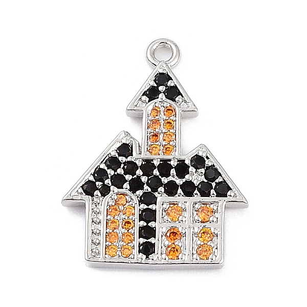 

PandaHall Rack Plating Brass Cubic Zirconia Pendants, Lead Free & Cadmium Free, Long-Lasting , House Charm, Platinum, 20x15x1.6mm, Hole..., Black