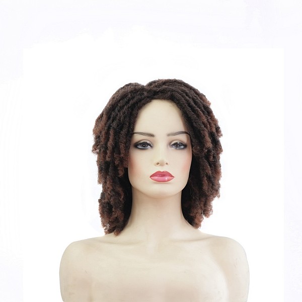 PandaHall Short Kinky Curly Wigs, Synthetic Afro Wigs, High Temperature Heat Resistant Fiber, for Women, Sienna, 12.99 inch(33cm) High...
