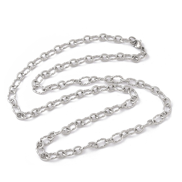 Tarnish Resistant Unisex 304 Stainless Steel Textured Cable Chain Necklaces
