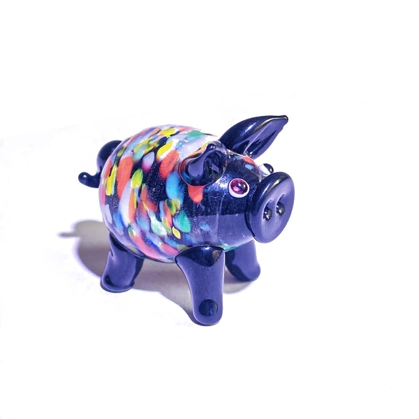 

PandaHall Handmade Lampwork 3D Pig Figurines, for Home Desktop Decoration, Black, 40mm Lampwork Pig Black