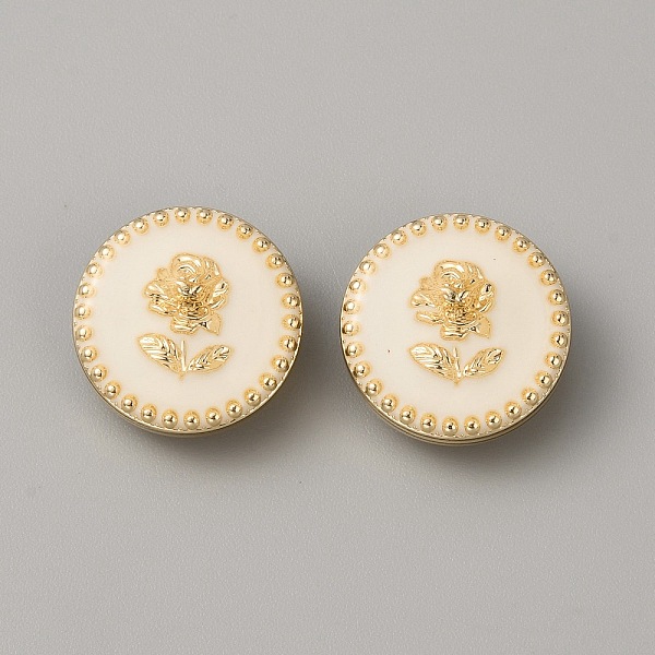 

PandaHall Alloy Enamel Buttons, 1-Hole, Flat Round with Rose Pattern, White, 20x9mm, Hole: 2mm Alloy+Enamel Flat Round White