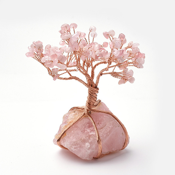 

PandaHall Natural Rose Quartz Chips and Rose Quartz pedestal Display Decorations, Healing Stone Tree, for Reiki Healing Crystals Chakra...