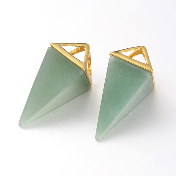

PandaHall Natural Green Aventurine Point Pendulum Pendants, with Golden Plated Brass Findings, 30~34x15x15mm, Hole: 5x6mm Green Aventurine...