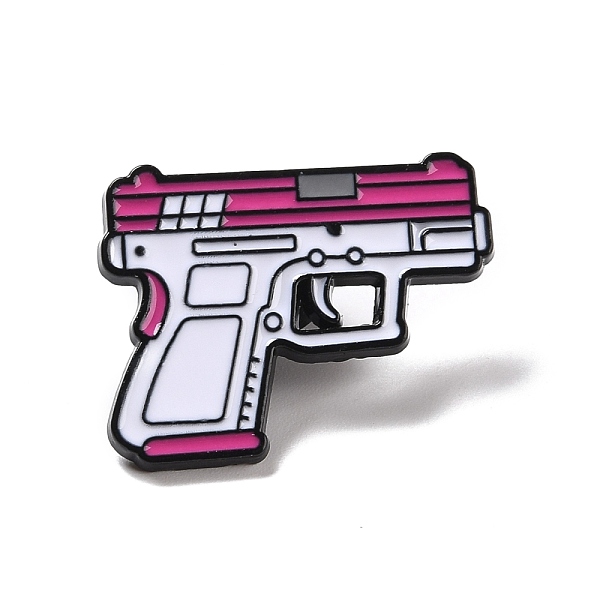 

PandaHall Gun Enamel Pin, Creative Alloy Badge for Backpack Clothing, Electrophoresis Black, Camellia, 21x27x2mm, Pin: 1mm Alloy+Enamel Pink