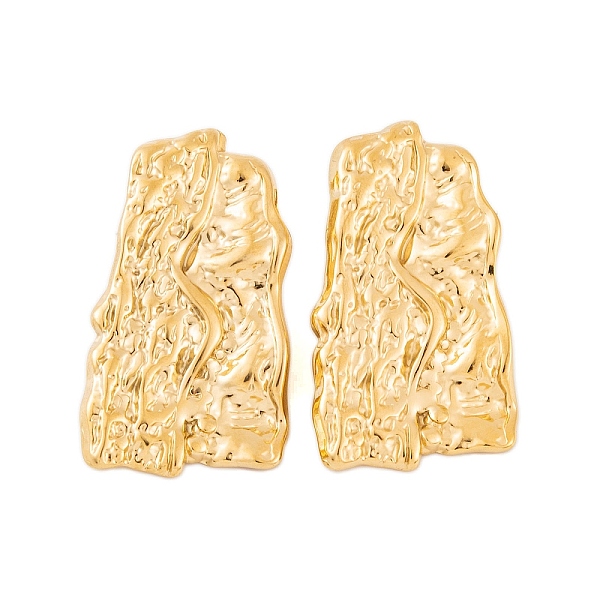 

PandaHall Ion Plating(IP) 304 Stainless Steel Stud Earrings for Women, Textured Trapezoid, Real 18K Gold Plated, 36.5x20mm 304 Stainless...