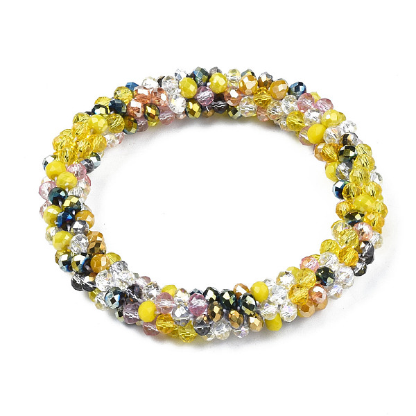 

PandaHall Glass Beaded Crochet Stretch Bracelet, Fashion Nepal Bracelet for Women, Yellow, Inner Diameter: 1-7/8 inch(4.7cm) Glass Yellow