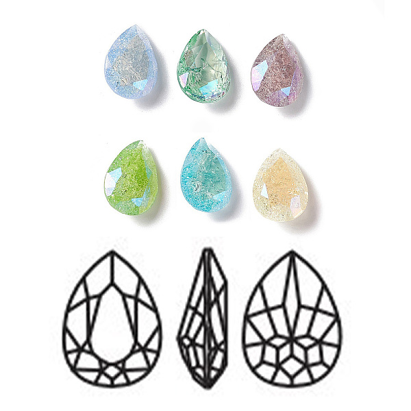 

PandaHall Crackle Moonlight Style K9 Glass Rhinestone Cabochons, Pointed Back, Teardrop, Mixed Color, 14x10x5.5mm Glass Rhinestone Teardrop..., Multicolor