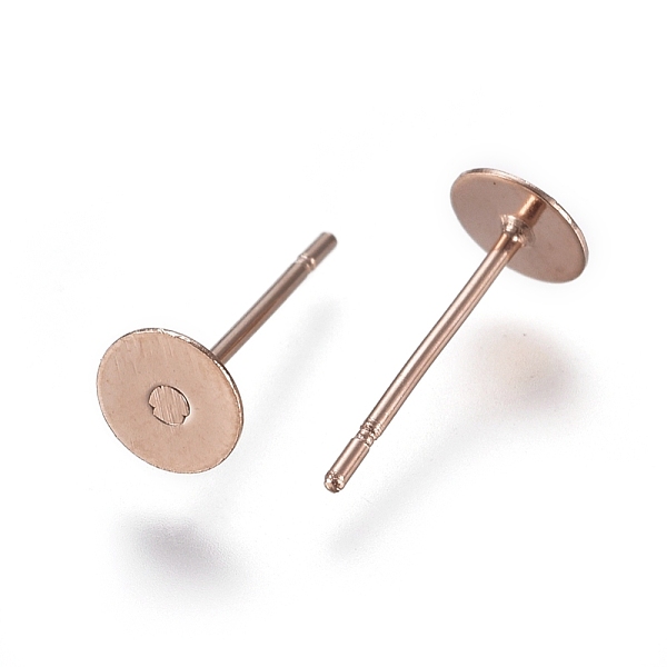 

PandaHall 304 Stainless Steel Stud Earring Findings, Flat Pad Earring Post, Rose Gold, 12x5mm, Pin: 0.7mm 304 Stainless Steel Flat
