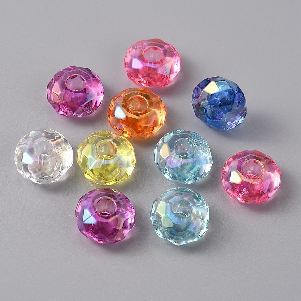 

PandaHall Transparent Acrylic European Beads, Large Hole Beads, AB Color, Rondelle, Mixed Color, 14.5x8mm, Hole: 4.5mm Acrylic Rondelle..., Multicolor