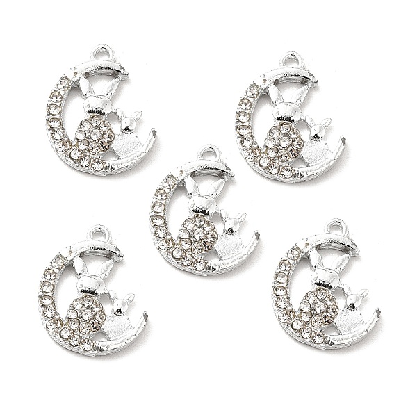 

PandaHall Alloy Rhinestone Pendants, Platinum Tone Moon and Rabbit Charms, Crystal, 16.5x12.5x2.5mm, Hole: 1.5mm Alloy+Rhinestone Moon Clear