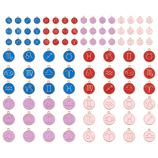 

PandaHall Cheriswelry 8 Sets 8 Style Alloy Enamel Pendants, Flat Round with Constellation, Mixed Color, 15~22x12~18x2mm, Hole: 1.5mm..., Multicolor