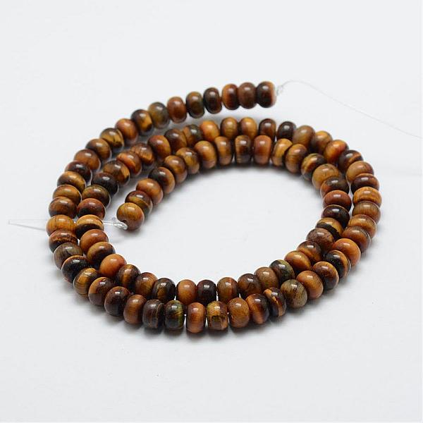 

PandaHall Natural Tiger Eye Beads Strands, Rondelle, 6x4mm, Hole: 1mm, about 96~97pcs/strand, 15.3 inch(39cm) Tiger Eye Rondelle