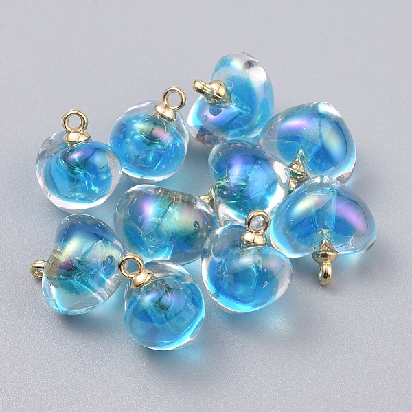 

PandaHall AB Color Transparent Acrylic Pendants, Bead in Bead, with CCB Plastic Pendant Bails, Heart, Light Gold, Deep Sky Blue, 19x18x14mm...
