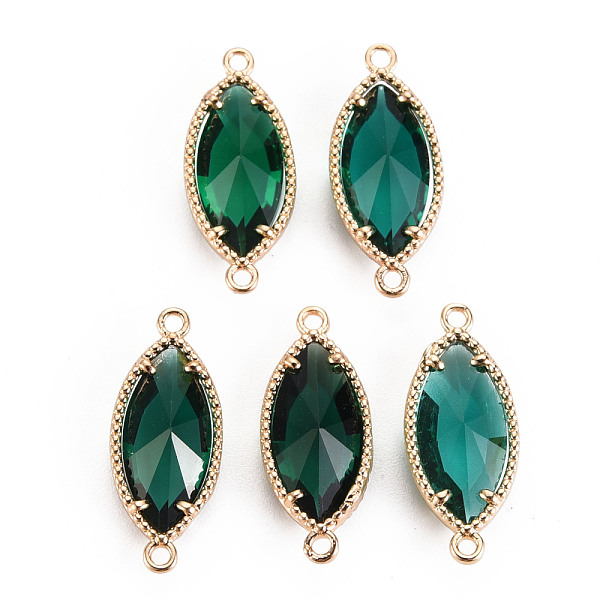 

PandaHall Glass Links Connectors, with Light Gold Tone Brass Findings, Faceted Horse Eye, Green, 21x9x4mm, Hole: 1.2mm Brass+Glass Horse Eye...