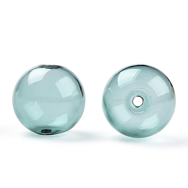 

PandaHall Transparent Blow High Borosilicate Glass Globe Beads, Round, for DIY Wish Bottle Pendant Glass Beads, Dark Cyan, 18x17mm, Hole...
