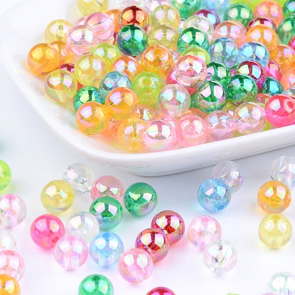 

PandaHall Eco-Friendly Transparent Acrylic Beads, Round, AB Color, Mixed Color, 8mm, Hole: 1.5mm, about 2000pcs/500g Acrylic Round..., Multicolor