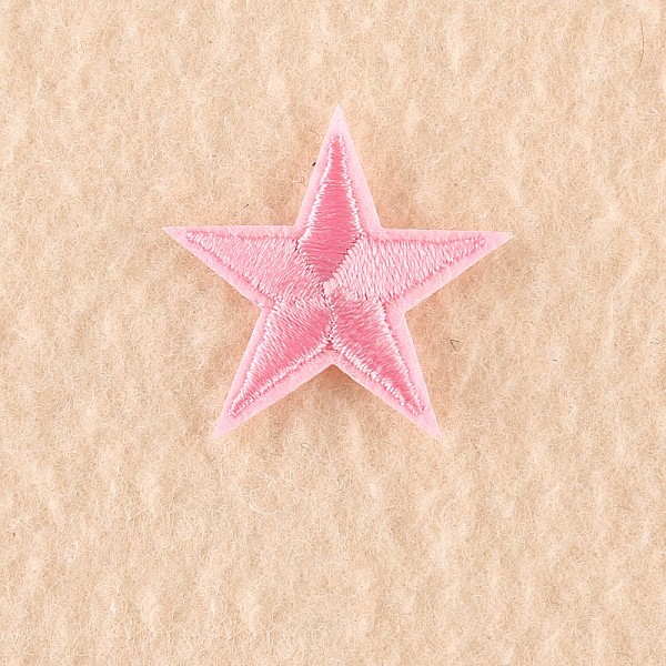 

PandaHall Computerized Embroidery Cloth Iron on/Sew on Patches, Costume Accessories, Appliques, Star, Pink, 3x3cm Cloth Star Pink