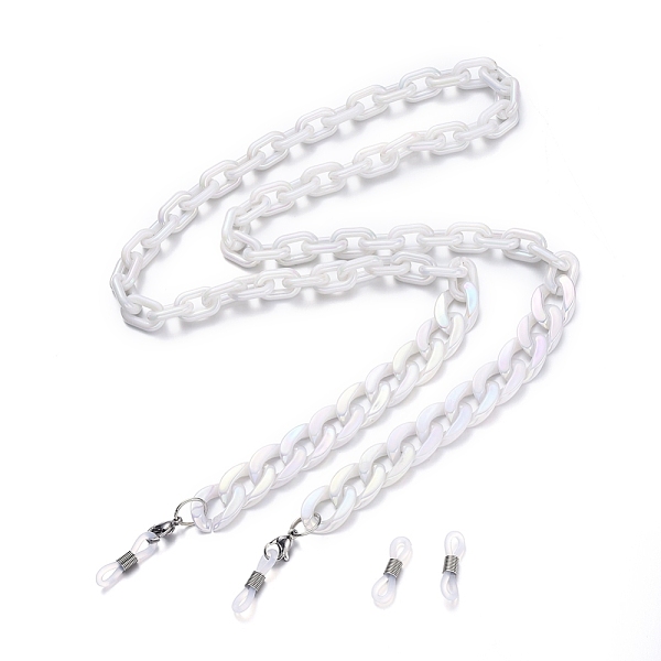 

PandaHall Eyeglasses Chains, Neck Strap for Eyeglasses, with Acrylic Cable and Curb Chains, 304 Stainless Steel Lobster Claw Clasps and..., White