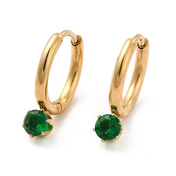 

PandaHall Golden Tone 304 Stainless Steel Hoop Earrings, Cubic Zirconia Ring Earring for Women, Green, 17.5x14mm, Pin: 0.9mm 304 Stainless...