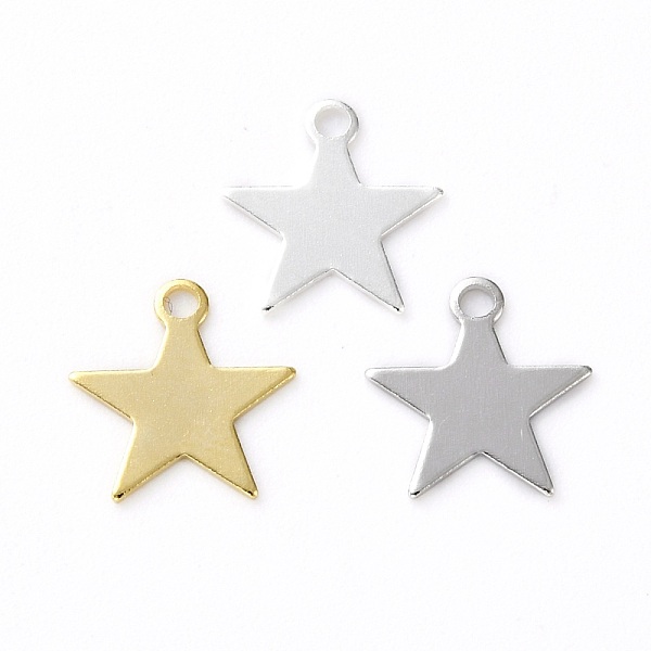 

PandaHall Brass Charms, Star, Mixed Color, 10.5x10x0.5mm, Hole: 1.4mm Brass Star