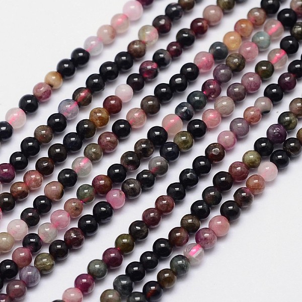 

PandaHall Natural Tourmaline Round Bead Strands, 3mm, Hole: 0.6~0.8mm, about 141pcs/strand, 15.5 inch Tourmaline Round