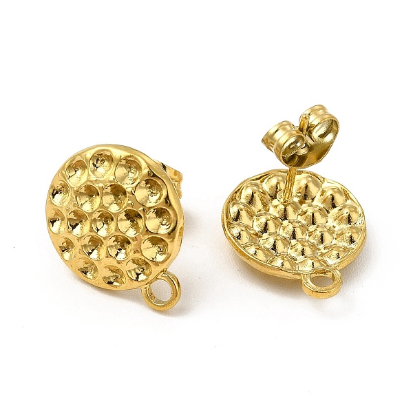 

PandaHall Ion Plating(IP) 304 Stainless Steel Stud Earring Findings, Rhinestone Settings with Horizontal Loops, Flat Round, Real 18K Gold...
