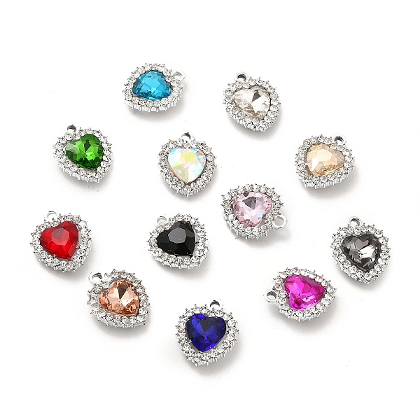 

PandaHall Alloy Glass Pendants, Crystal Rhinestone Heart Charm, Platinum, Mixed Color, 19x16x5.8mm, Hole: 2mm Alloy+Glass Heart Multicolor