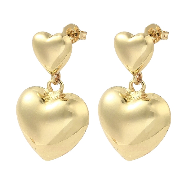 

PandaHall Brass Stud Earrings, Cadmium Free & Lead Free, Heart, Real 18K Gold Plated, 30x17mm Brass Heart