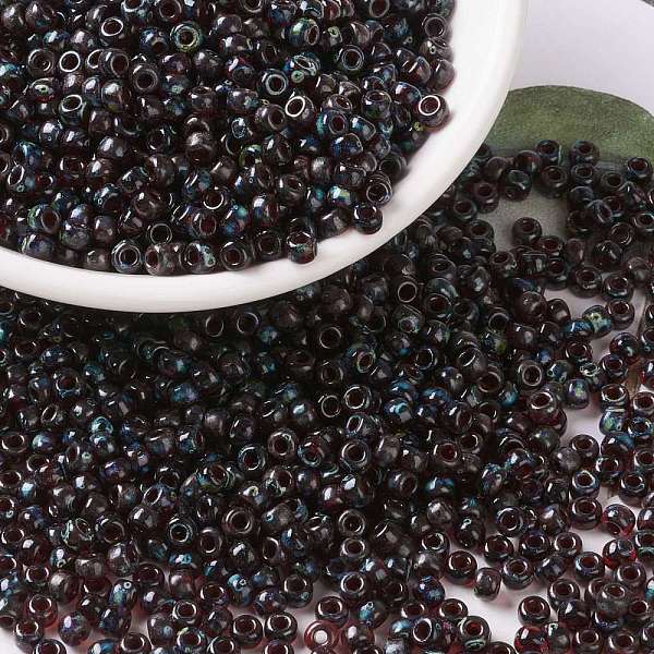 

PandaHall MIYUKI Round Rocailles Beads, Japanese Seed Beads, (RR4504) Transparent Ruby Picasso, 8/0, 3mm, Hole: 1mm, about 422~455pcs/10g..., Red
