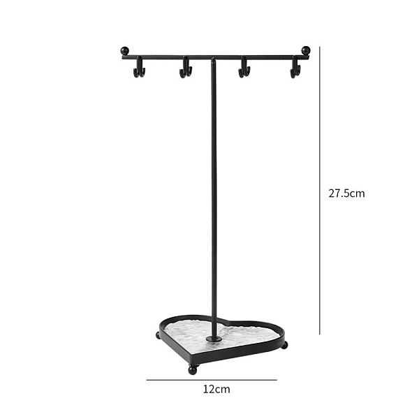 

PandaHall Iron Necklace Display Stands, Necklace Storage, Heart, Black, 12x27.5cm Iron