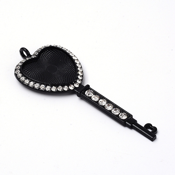 

PandaHall Zinc Alloy Big Pendants Crystal Rhinestone Cabochons Setting, Heart Key, Cadmium Free & Lead Free, Electrophoresis Black, Tray..., Clear