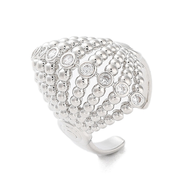 

PandaHall Rack Plating Brass Micro Pave Cubic Zirconia Cuff Rings, Long-Lasting Plated for Women, Lead Free & Cadmium Free, Platinum, US...