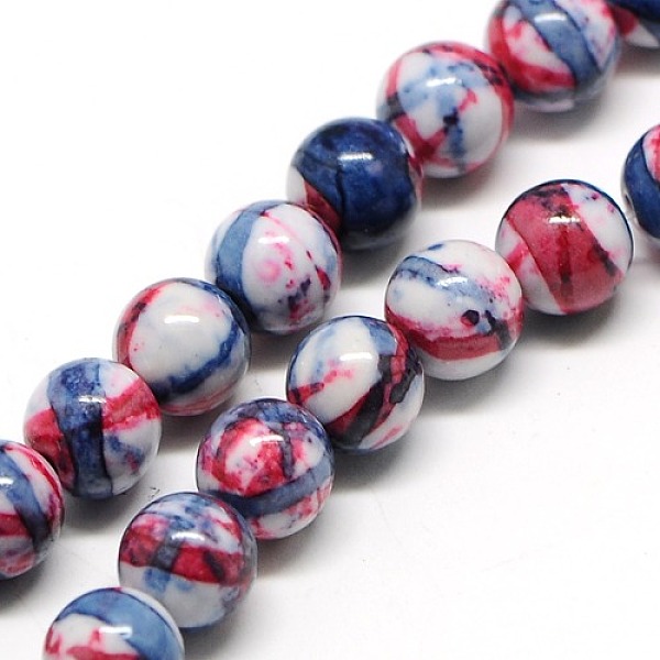 

PandaHall Dyed Round Synthetic Gemstone Ocean White Jade Beads Strands, Thistle, 8mm, Hole: 1mm, about 48pcs/strand, 15.5 inch Ocean White..., Purple