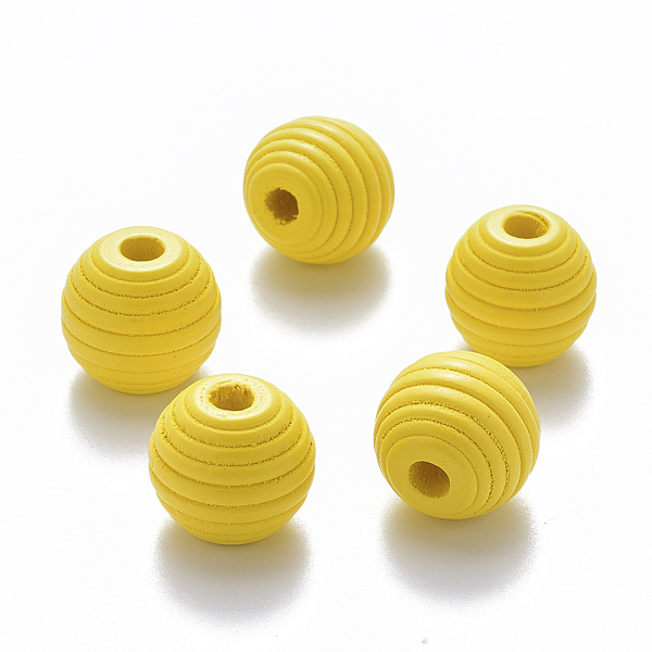 

PandaHall Painted Natural Wood Beehive European Beads, Large Hole Beads, Round, Yellow, 18x17mm, Hole: 4.5mm Wood Round Yellow
