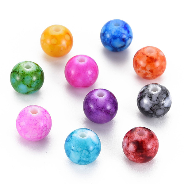 

PandaHall Baking Paint Opaque Acrylic Beads, Round, Mixed Color, 10x9mm, Hole: 2mm, about 850pcs/500g Acrylic Round Multicolor