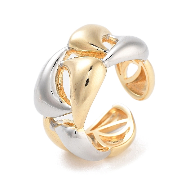 

PandaHall Brass Teardrop Open Cuff Ring for Women, Real 18K Gold Plated & Platinum, 13mm, Adjustable Brass Teardrop